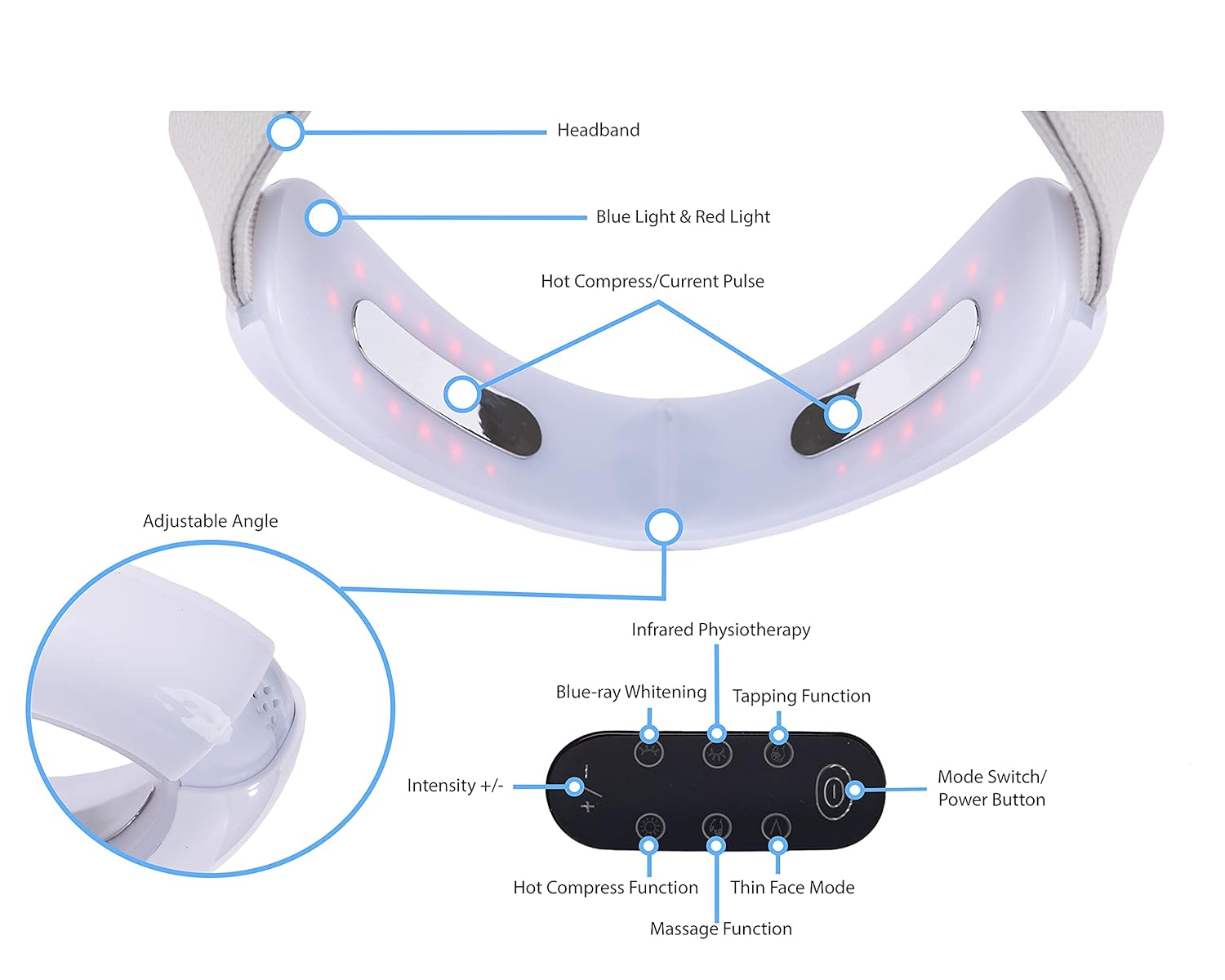 2 In 1 Electric V-Face Shaping Massager, 6 Types of Massage Modes Intelligent Face-Lifting Instrument, Face Slimming Machine.: Beauty