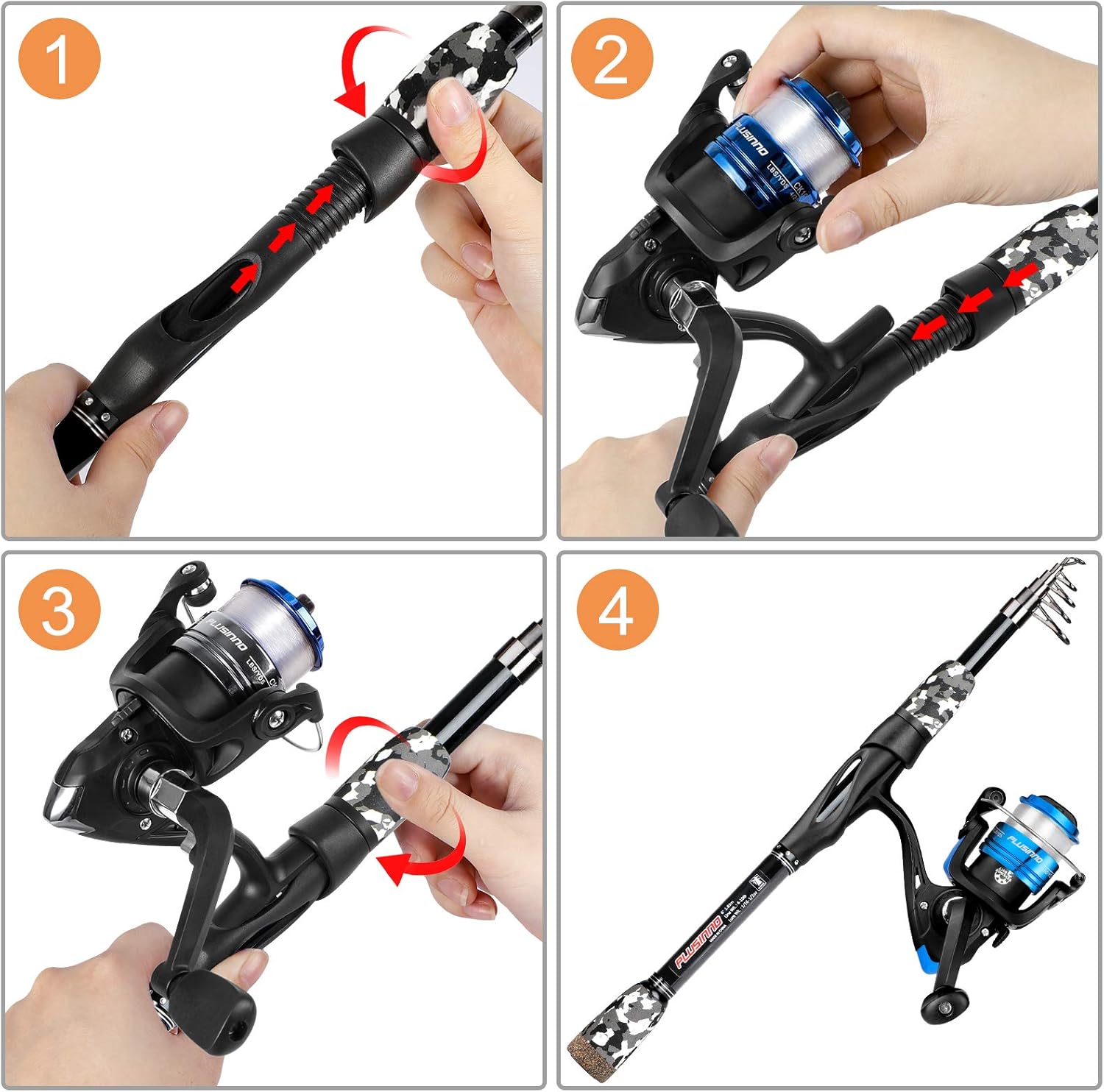 PLUSINNO Kids Fishing Pole, Portable Telescopic Fishing Rod and Reel Combo Kit - with Spinning Fishing Reel Tackle Box for Boys, Girls, Youth : Sports & Outdoors