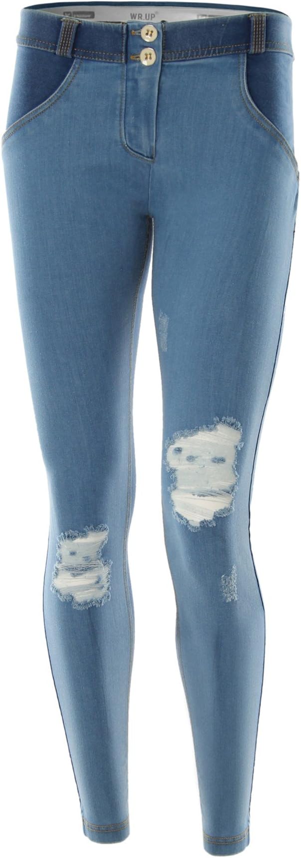 WR.UP® Shaping Effect - Low Waist - Skinny - Denim Jersey Back - True Distressed Denim Front