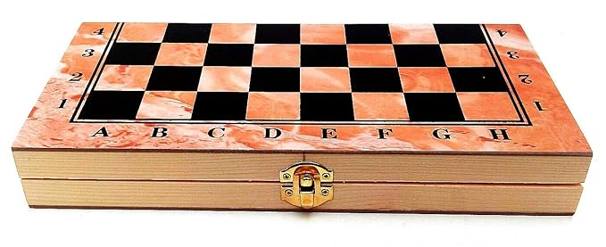 Handmade Travel Size Foldable 11.5 inch Wooden 3 in 1 Chess Checkers Backgammon Game Board