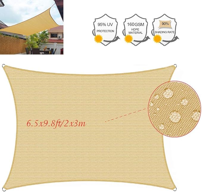 Schatten Stoff für Garten, Outdoor Sonnenschirm Segel Rechteck 9,8x9