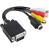 Insten VGA to RCA Cable, VGA to TV S-Video 3 RCA PC Computer AV Adapter Cable Converter (VGA-RCA)