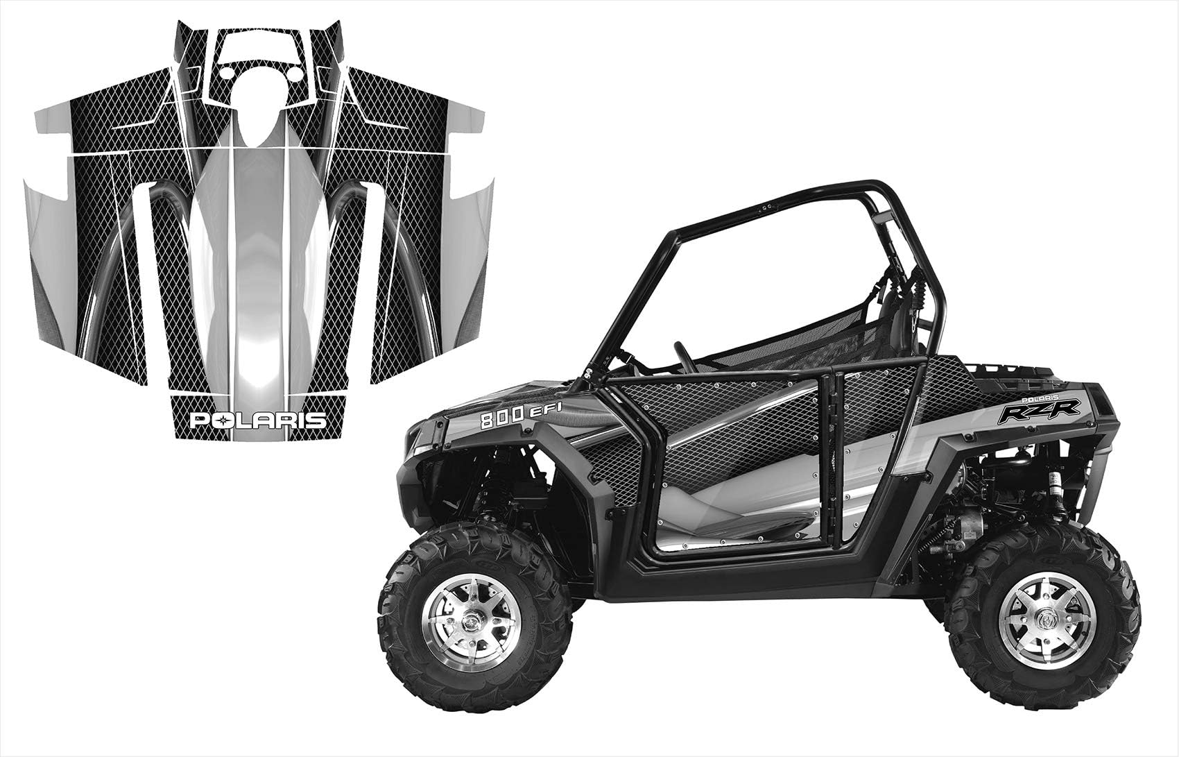 Polaris RZR 800 Graphics Wrap Decal Kit 2007-2010#5600 (Metal, Tusk Doors)