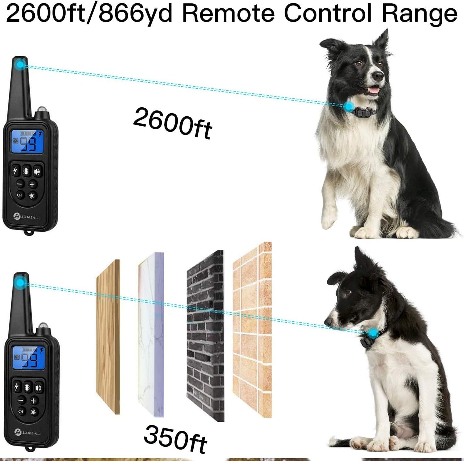 Slopehill Dog Training Collar, Small Size Shock Collar for Small to Large Dogs 5-140lbs, Waterproof and Rechargeable Electric Dog Collar with 2600Ft Remote, Vibration, Beep Shock Modes, Adjustable : Slopehill : Pet Supplies