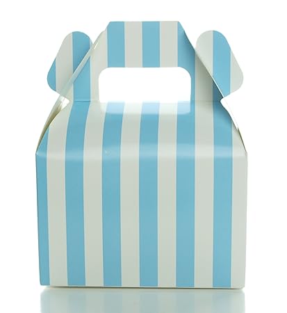Amazon Com Baby Shower Favor Candy Boxes Light Blue Stripe Gift