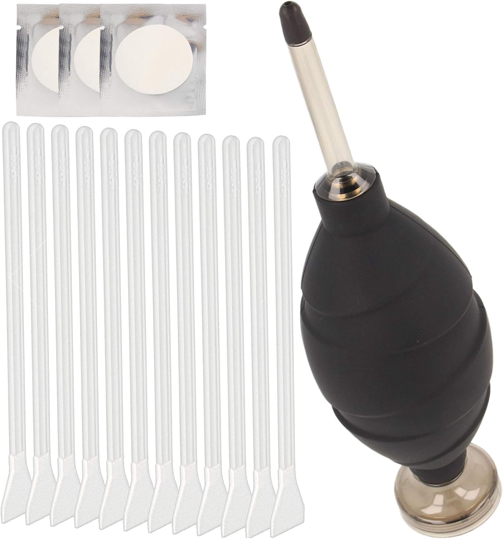 JJC 12 x 16 mm Sensor Swab Set Kit for APS-C/DX Cameras Vacuum Packed Dust Free - Includes Extra Strong Bellows with Dust Filter