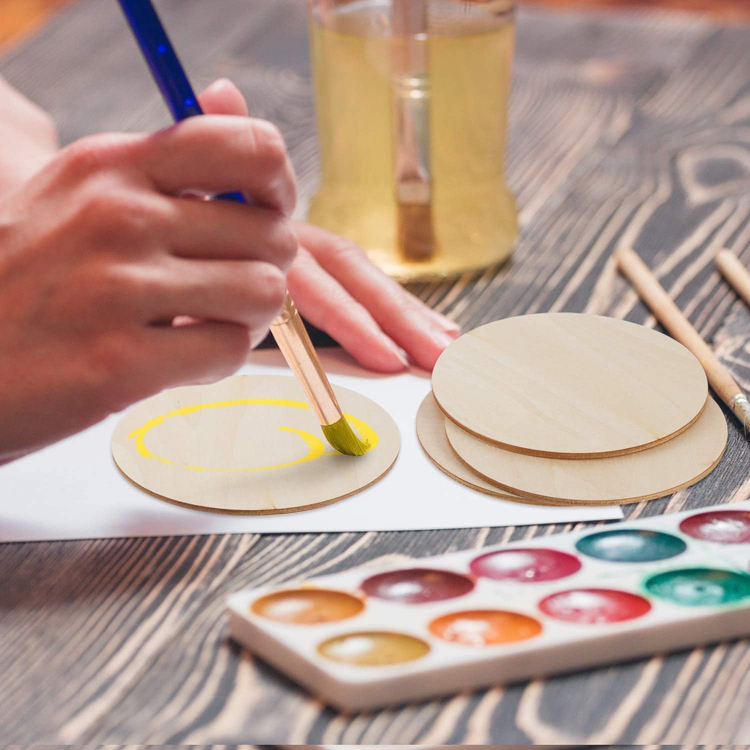 WZYTEU 40pcs Wooden Discs, Blank Unfinished Wooden Circles - Image 4