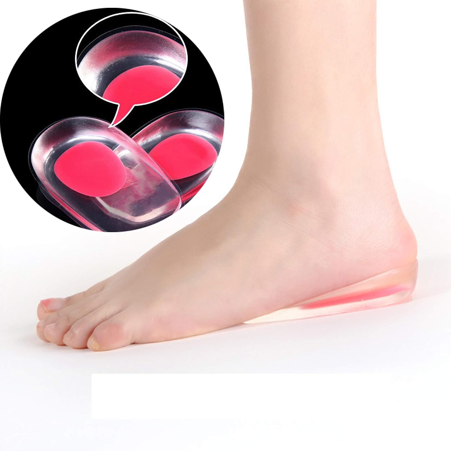 Schneespitze 2 works Heel Support Pad Clear Orthotic Gel Heel Pads Shoe Insole Gel Shoe Lift for Plantar Fasciitis or Heel Spur,Pink/Blue - Image 3