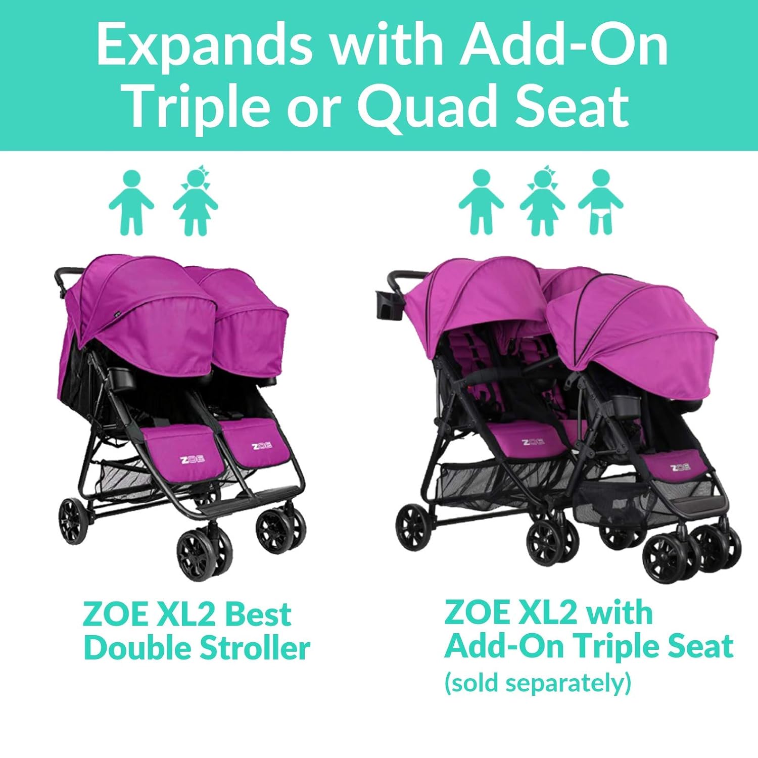 zoe double stroller width