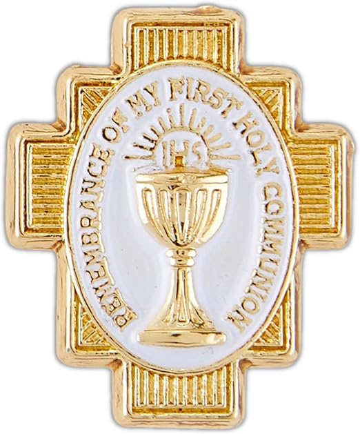 My First Holy Communion Remembrance Lapel Pin, Religious Keepsake Gift for Boys from Grandma and