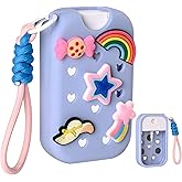 UeKeKicg 1 Pack Silicone Mist Case Compatible with Touchland Crocs Hand Sanitizer Spray (Fit for 1.58 FL OZ/45 mL), with 5 Charms and Keyring Accessory (Blue)