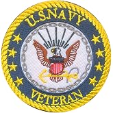 1 Pcs Compatible with American &rdquo;U S NA VY Veteran&rdquo; Gold Patch - Size 3.15&rdquo; Round - Hook &amp; Loop Fastener Backing - for Clothing, Jackets, Jeans, Cap, Backpacks,Uniform,Veteran Support