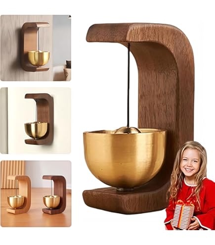 Magnetic Wood Doorbell, C Shaped Magnetic Door Chime, Magnetic Shopkeepers Bell Wood Door Chime For Refrigerator, Room, Porch, Garden, Backyard, Restaurant, Home - View #2