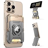 SUPCASE for MagSafe Wallet with AirTag Holder, Magnetic Airtag Wallet for Men, [Hold 5 Cards] [Adjustable Stand] [RFID Blocking] Card Holder Tripod for iPhone 17/16/15/14/13/12 Series, DesertGold