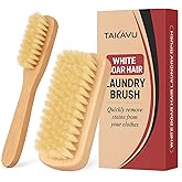 Boar Bristle Laundry Stain Brush Set by TAKAVU, Stiff Pure Boar Bristle for Scrubbing Out Tough Stains on Delicate Fabrics Knits Cotton Leather Washable Fabrics
