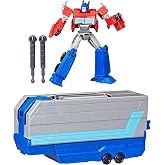 Transformers EarthSpark Optimus Prime Battle Trailer Playset with Action Figure, Lights and Sounds, Electronic Truck Toys for Kids 6 and Up