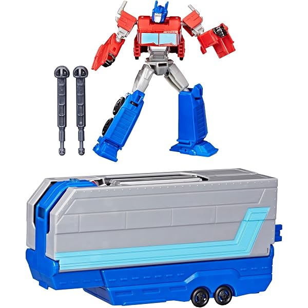 Transformers EarthSpark Deluxe Class: Action Figure Optimus Prime 12,5 Cm, Convertibile, Con Blaster E Parte Build-A-Figure