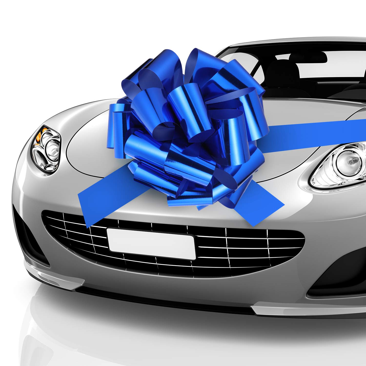 Car Bow Pull Bow Car Gift Wrapping Bow with 20 ft Car Ribbon for Car Decor Wedding New Houses Party Celebration (Blue, 20 Inch)