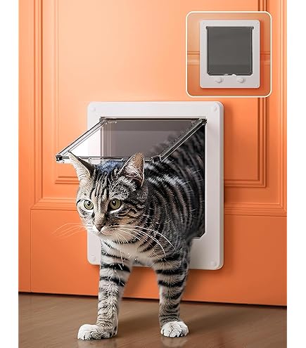 Depets Grande Porte Pour Chat Verrouillable à 4 Voies (25,1 X 23,4 Cm