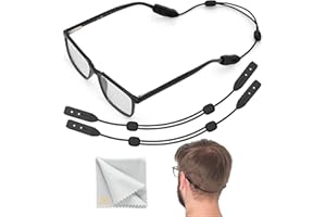 SIGONNA Glasses Strap Eyeglass Holder Band - No Tail Sunglasses Strap Sports for Men Women - Adjustable Eyeglasses Strap Lanyard 15” L - Anti Slip Eye Glasses Holders Around Neck Head 2 Pcs