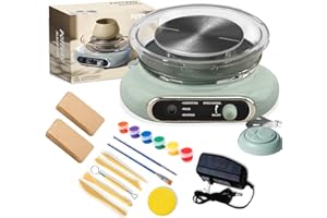 MZOKUU 4.7" Min Pottery Wheel for Kids and Adults, Small Pottery Wheel kit with Foot Pedal and Detachable Basin, Air Dry Clay & Sculpting Tools for Beginners, Art Craft