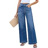 LookbookStore Wide Leg Jeans for Women Trendy High Waisted Trousers Stretchy Baggy Denim Pants