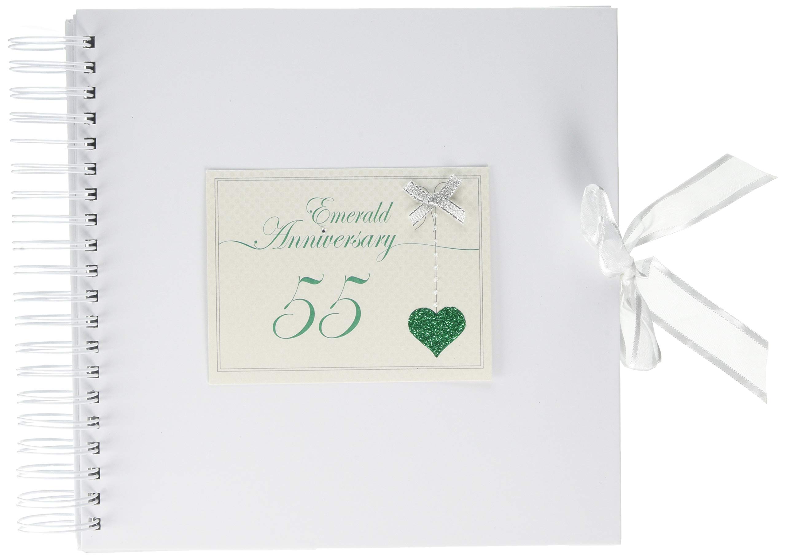 White Cotton Cards 55th Anniversary Sparkling Love Heart, Card & Memory Book (LLA55C)