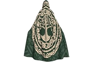 Muxxirt Celtic Viking Tree Life Goddess Hooded Robe Cloak For Adult Men Women Cosplay Costumes