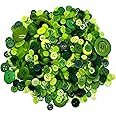 Resin Buttons Assorted Sizes Craft Buttons About 660 Pcs for Sewing DIY Crafts, Children's Manual Button Painting, Green