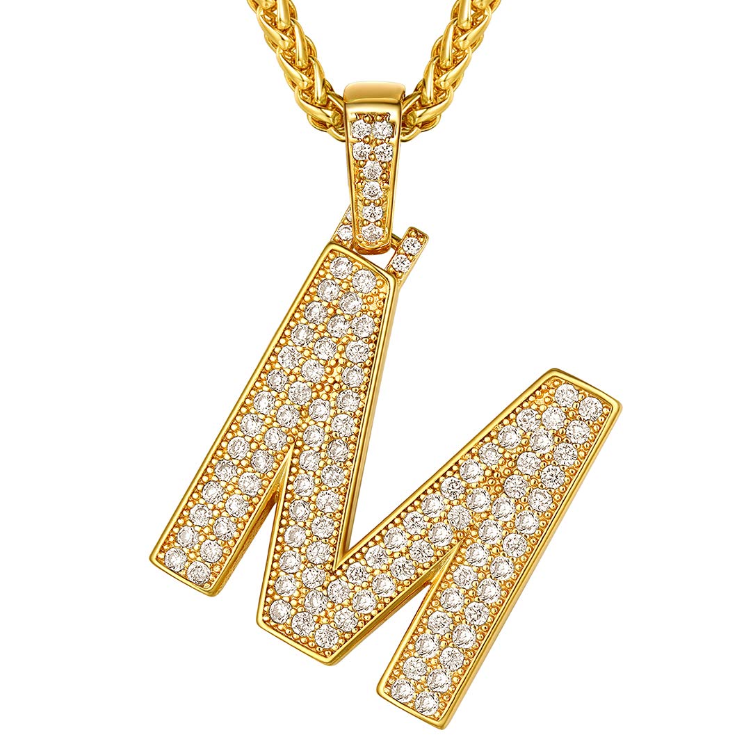 Richsteel Bling Chain Men Rapper Letter Pendant For Women Gold Chains With Initial M Necklace