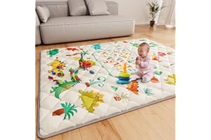 ieBabay Baby Play Mat 71" X 59" Playpen Mat Upgraded Thicken Baby Floor Play Mat Non-Slip Cushioned Crawling Mat Waterproof Activity Playmats for Babies Toddlers Infants (71X59, Letter Dino)