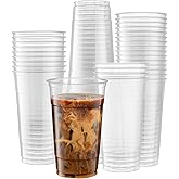 Crystal Clear PET Cups for Iced Coffee,Milkshake, Cold Drinks, Slush, Smoothy's, Slurpee, Ice cream, Dessert, Party's, Plastic Disposable Cups (50, 32 oz)