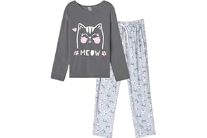 VENTELAN Women Pajamas Cute Christmas Bear Sleepwear Long Sleeve Stripes Loungewear