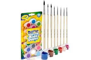 THE MEGA DEALS Kids Painting Set, Washable Paint for Kids 18 Paint Pots, 6 Paintbrushes Ultimate Gifting Bundle Washable Painting Set for Kid Art, Crafts