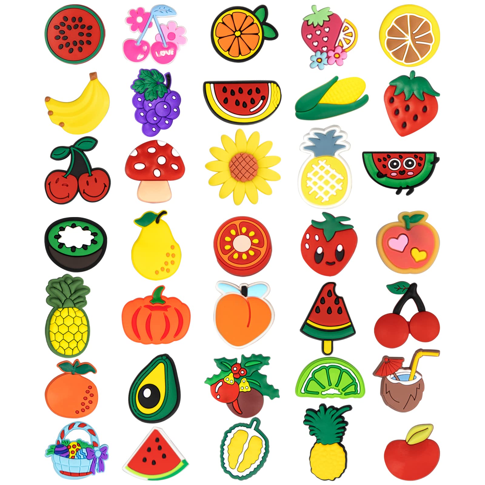 Photo 1 of Fruit Vegetable Charms for Clog Shoe Decoration, Cherry Strawberry Pineapple Watermelon Grape Eggplant Charm for Boys Girls Kids Teens Gifts