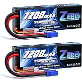 Zeee 2S Lipo Battery 7200mAh 7.4V 120C Hard Case RC Battery with EC5 Connector for RC Car Truck RC Vehicles Truggy Buggy Tank