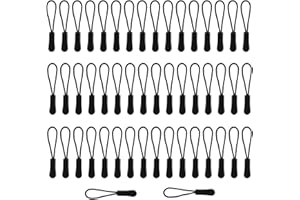 WVD 50 Pcs Black Zipper Pull Cords, Polyester Zipper Replacement Parts, Break Resistant and Easy to Repair, Suitable for Pull