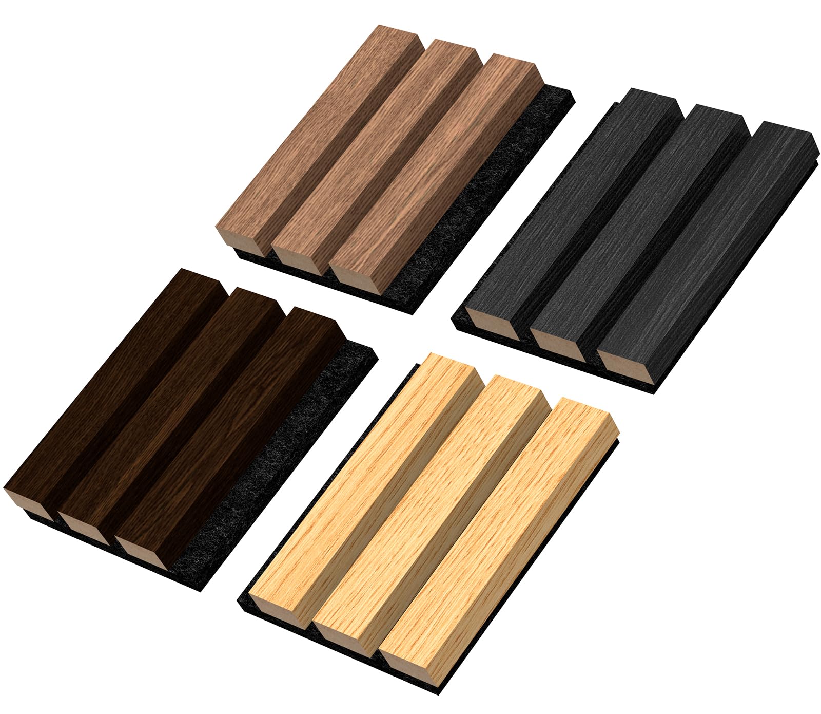 Photo 1 of PCS Wood Slat Acoustic Panels for Stylish Decor and Noise Reduction(Sample Pack of Oak, Walnut Oak, Walnut, Matte Grey)