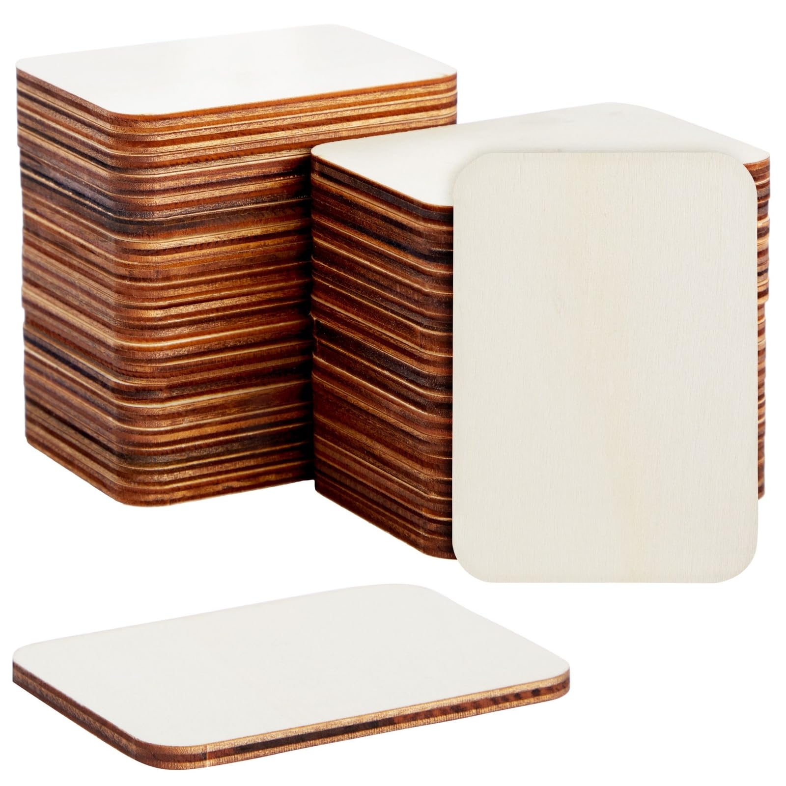 40 Pcs Unfinished Wood Squares For Crafts 3 Inch Blank Wooden Squares 0.1'' Thickness Wooden Square Cutouts Tiles For DIY Crafts Painting Coasters Engraving Scrabble Home Decorations Staining