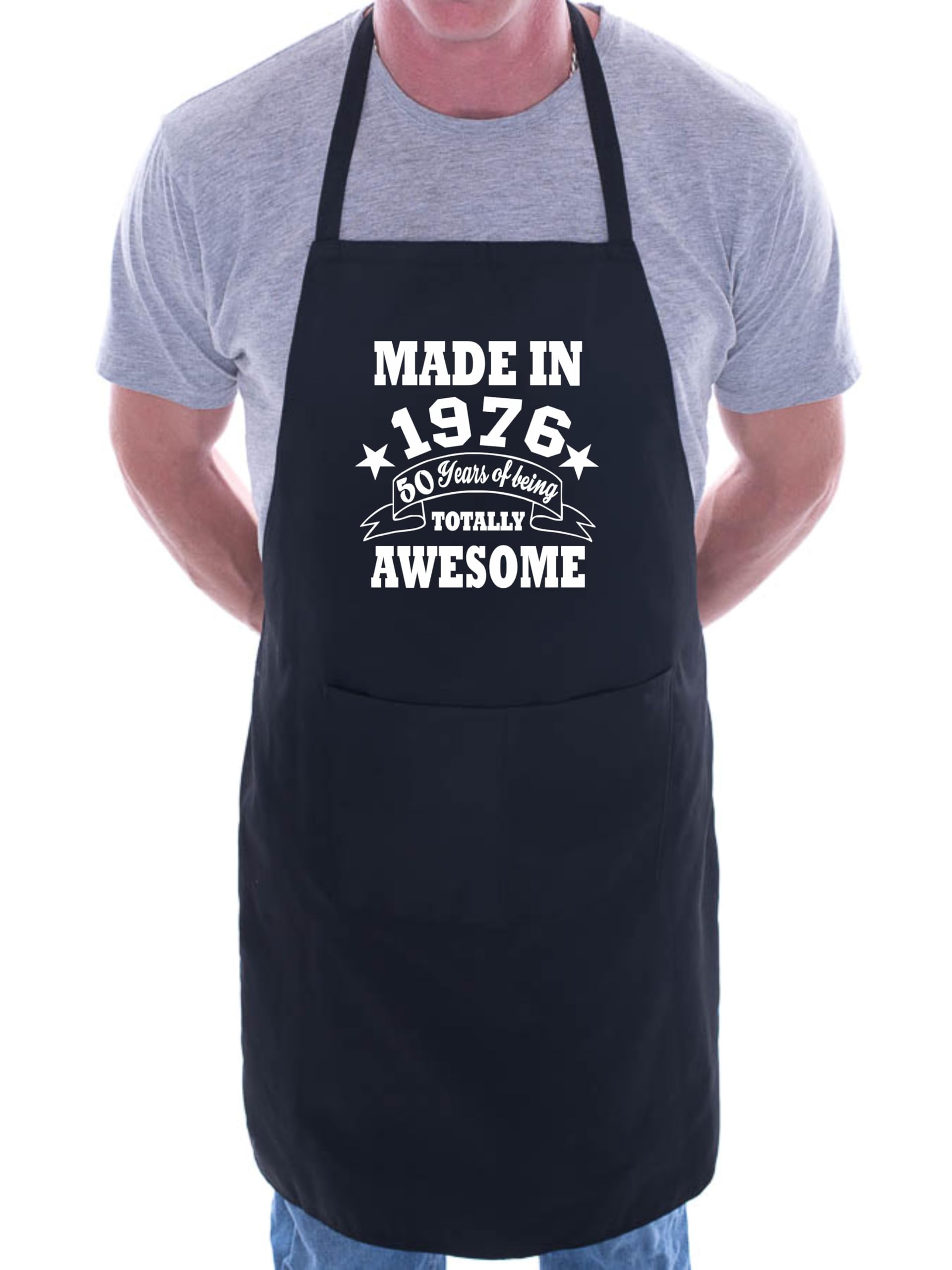 Print4U 50th Birthday Made In 1976 BBQ Cooking Funny Novelty Apron Black