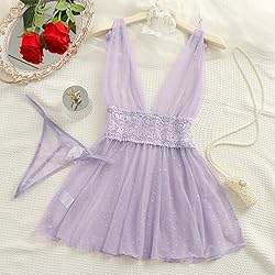 Lilosy Sexy Polka Dots Mesh Sheer Babydoll Chemise