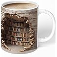 Library Bookshelf Mug, Book Lovers Coffee Mug, Cool Bookish Gifts for Readers, Unique Ceramic Mug, Dishwasher Microwave Safe, Novelty Gifts for Christmas Birthday Men Women Friends