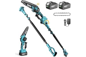 SEESII 2-in-1 Electric Pole Saws: Brushless Mini Chainsaw Cordless 6 Inch, 2 x 4000mAh Batteries, Pole Saw for Tree Trimming,Hand held Chain Saw with Extension Pole for Tree Limb Branch Cutter,P6 Ace