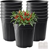 25 Pack 3 Gallon Flexible Plant Nursery Pots for Plants with Drainage Holes | Flexible, lightweight plastic construction; compact growing space for seedlings, herbs, succulents, and young flowers