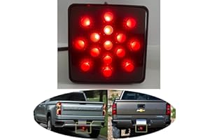 Smoked Lens Tow Hitch Receiver Brake Tail Light Compatible with Truck SUV Trailer Equipped Class 3/4/5 2-Inch Towing Adapter 