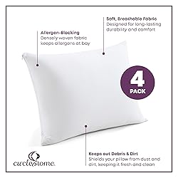 CirclesHome Pillow Protectors 4 Pack King Zippered