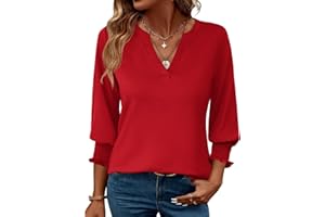 LOMON Women's 2026 Fashion Tops 3/4 Length Sleeve Business Casual Blouses Summer Tees Shirts