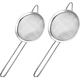 Harewu 2 Pack Fine Mesh Strainer, Small Stainless Steel Sieves with Handles, for Steeping Loose Leaf Tea, Straining Cocktail,