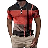EndoraDore Men's Short Sleeve Polo Shirts Casual Golf Printed T-Shirts Summer Sport Moisture Wicking Performance Shirt