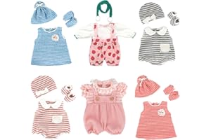 UNICORN ELEMENT 6 Sets 14-18 Inch Baby Doll Clothes, 16 Inch Doll Outfit for 43cm Reborn Dolls, Total 15 Pcs Doll Accessories Doll Clothes and Accessories for 18 Inch Girl Dolls